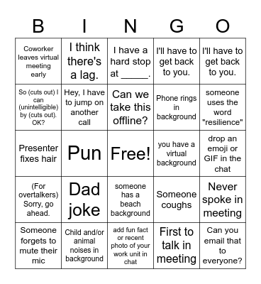 DQU Virtual AGM 2022 Bingo Card