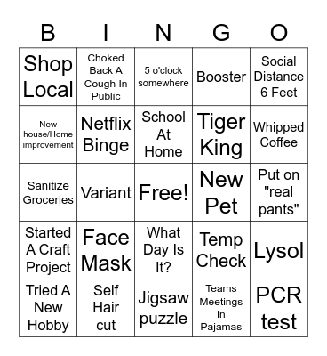 2 Year COVID Anniversary Bingo Card