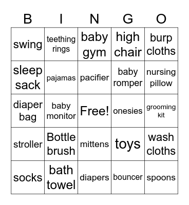 Carsten's Baby Shower Bingo Card