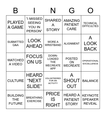 Annual Kickoff 2022 BINGO Card