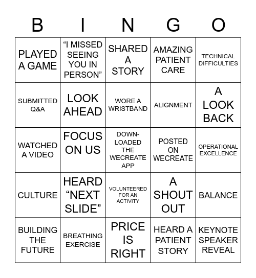 Annual Kickoff 2022 BINGO Card