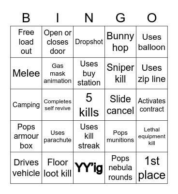 COD Warzone ( caldera ) Bingo Card