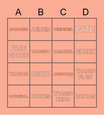 Tragedy in Literature Bingo Card