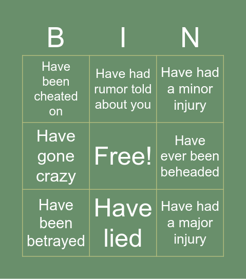 Connections to Real Life - King Henry VIII’s Wives Bingo Card