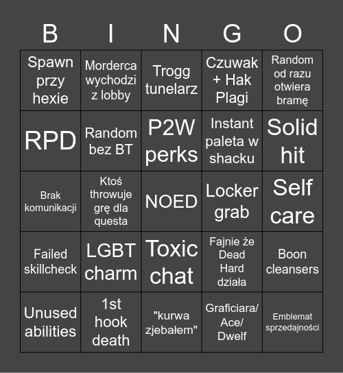 DBD Random Bingo Card