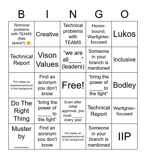 717 All Hands Bingo Card