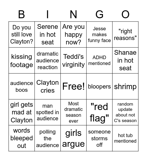Women Tell All Bingo Card