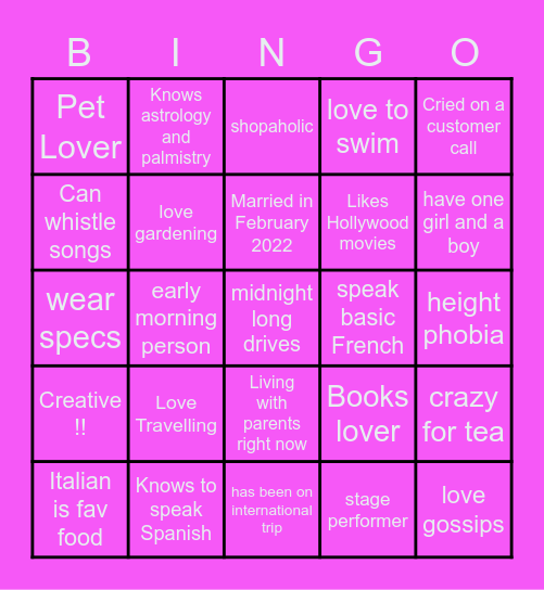 Know ARR women Bingo Card