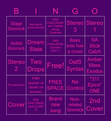 311 Day 2022 Bingo Card