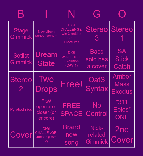 311 Day 2022 Bingo Card