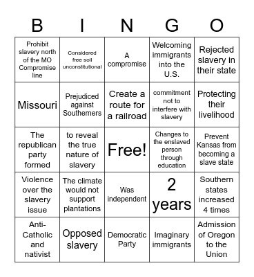 Chapter 10 Bingo Card