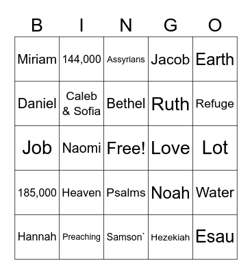 Family Worship Bingo Card