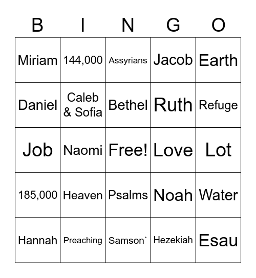 Family Worship Bingo Card
