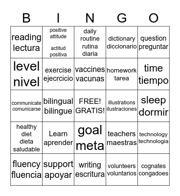Tips for Parents/ consejos para padres Bingo Card