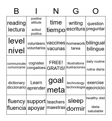 Tips for Parents/ consejos para padres Bingo Card