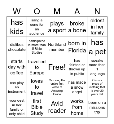 Getting to know you! Bingo Card