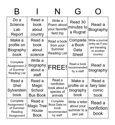 Book Bingo Card