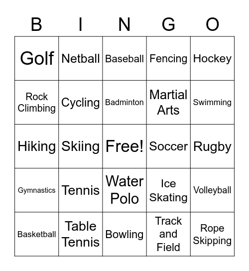 SPORTS BINGO Card