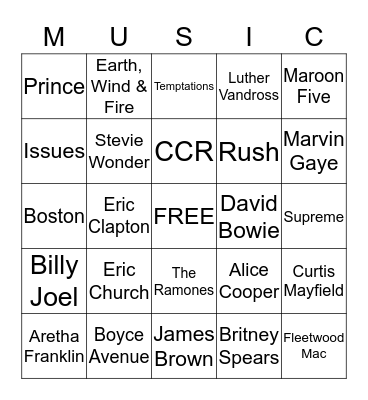 MUSICAL BINGO Card