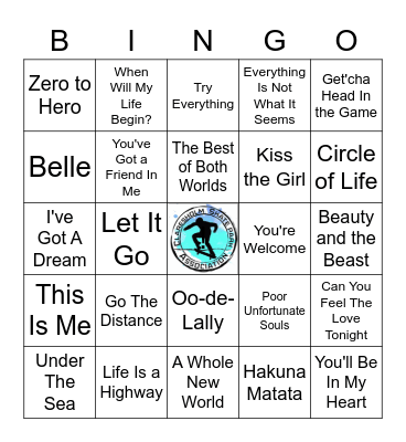 Disney Songs Bingo Card