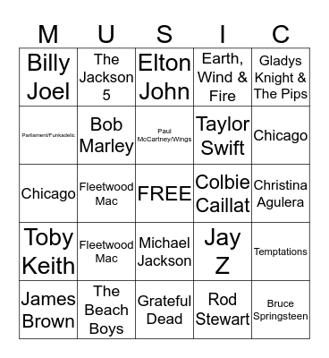 MUSICAL BINGO Card