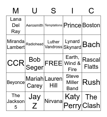 MUSICAL BINGO Card
