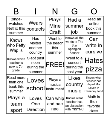 BINGO Meet & Greet Bingo Card