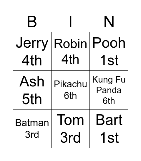 What Grade Are You In? Bingo Card