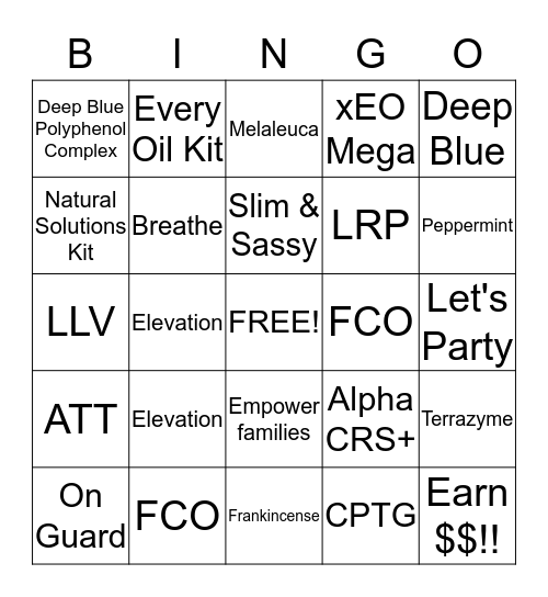 doTERRA Bingo Card