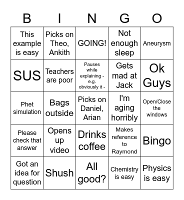 BingVo Bingo Card