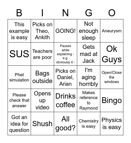 BingVo Bingo Card
