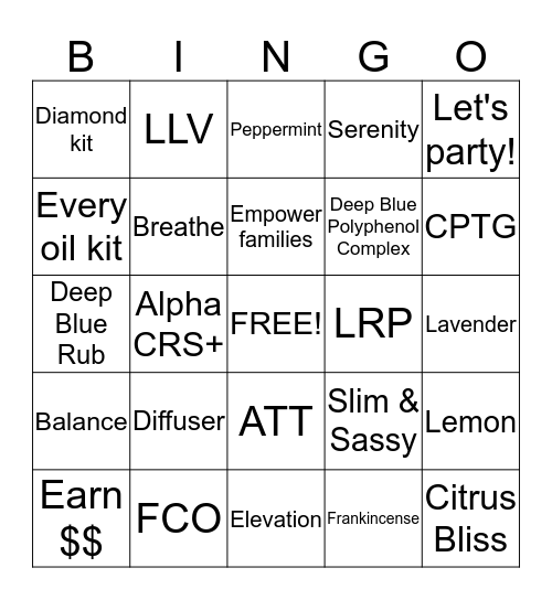 doTERRA Bingo Card