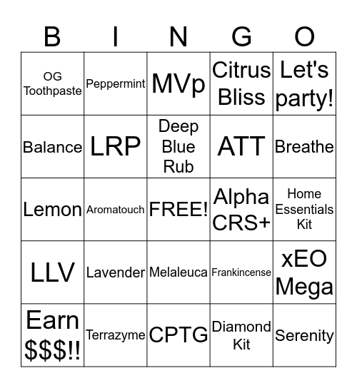 doTERRA Bingo Card