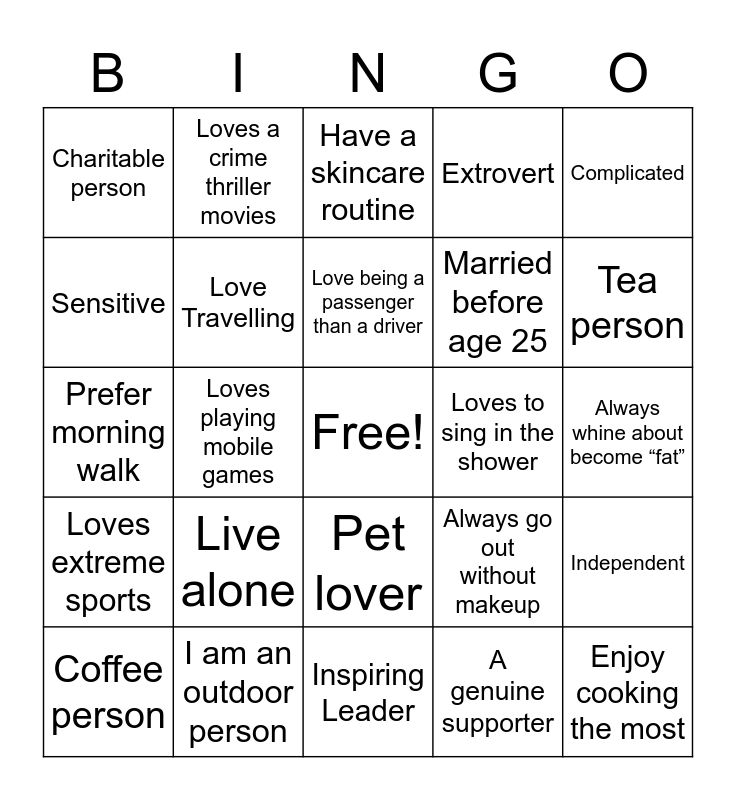 WIN - Malaysia Bingo Card