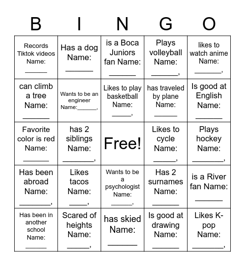 Untitled Bingo Card