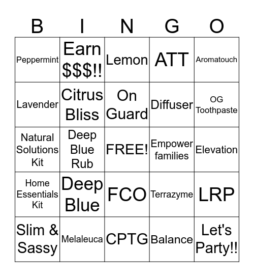 doTERRA Bingo Card