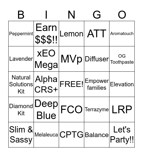 doTERRA Bingo Card