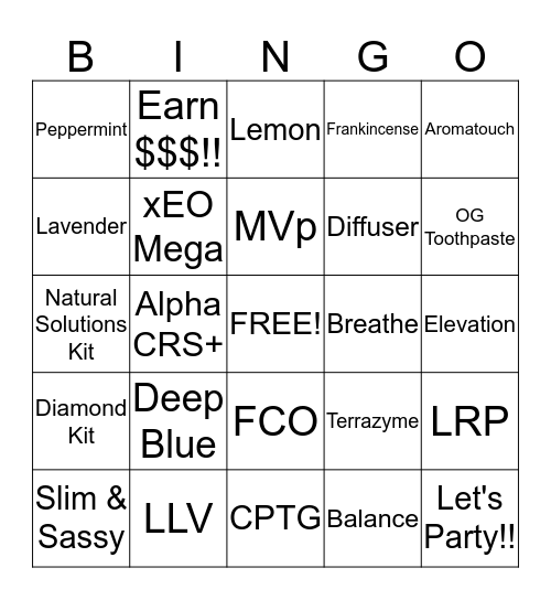 doTERRA Bingo Card