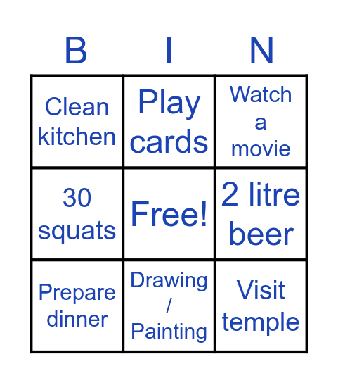 Weekly Bingo Card