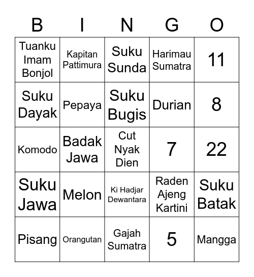 Punya RAFA Bingo Card