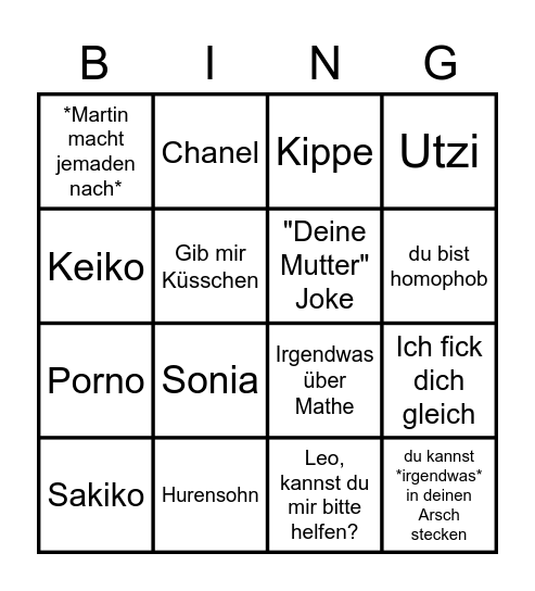 Martin-Bingo Card