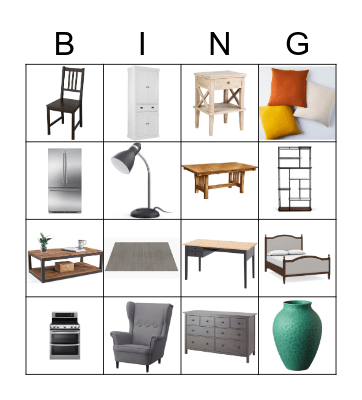 Möbel in meinem Haus Bingo Card