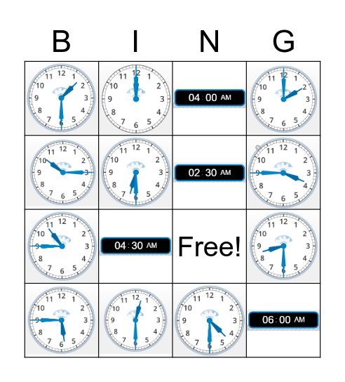 Time Bingo! Bingo Card