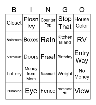 Suzi Bingo Card