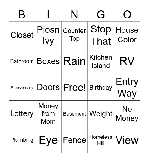 Suzi Bingo Card