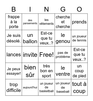 Salut mon ami! Bingo Card