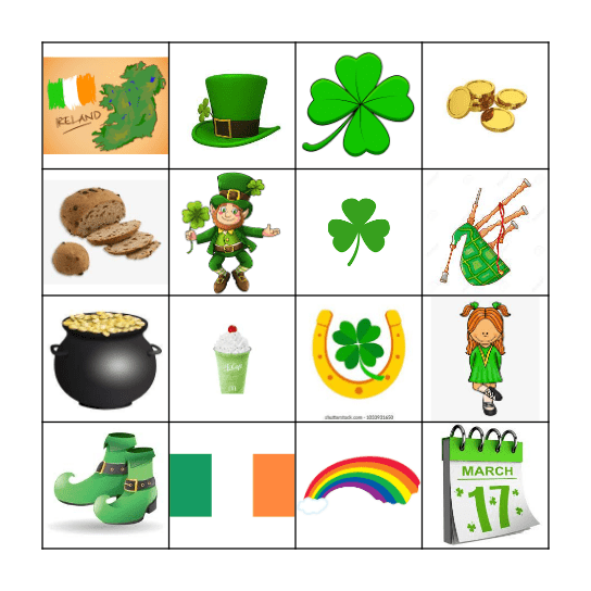 St. Patrick's Day Bingo Card