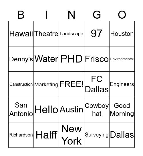 Dr. Halff  Bingo Card