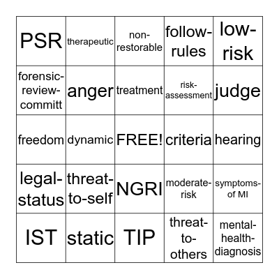 Legal  Bingo Card