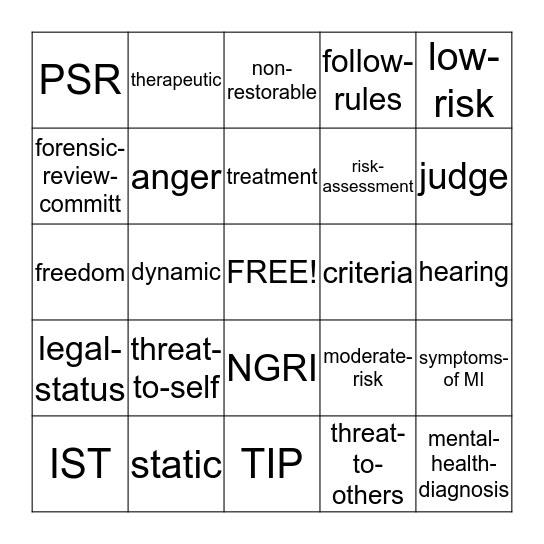 Legal  Bingo Card